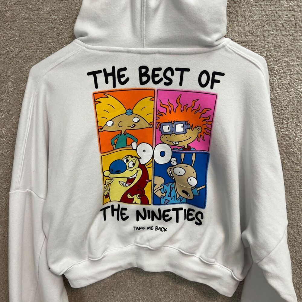 Nickelodeon Crop ‎ Zip Hoodie Jacket Women XL White " The Best of the nineties"